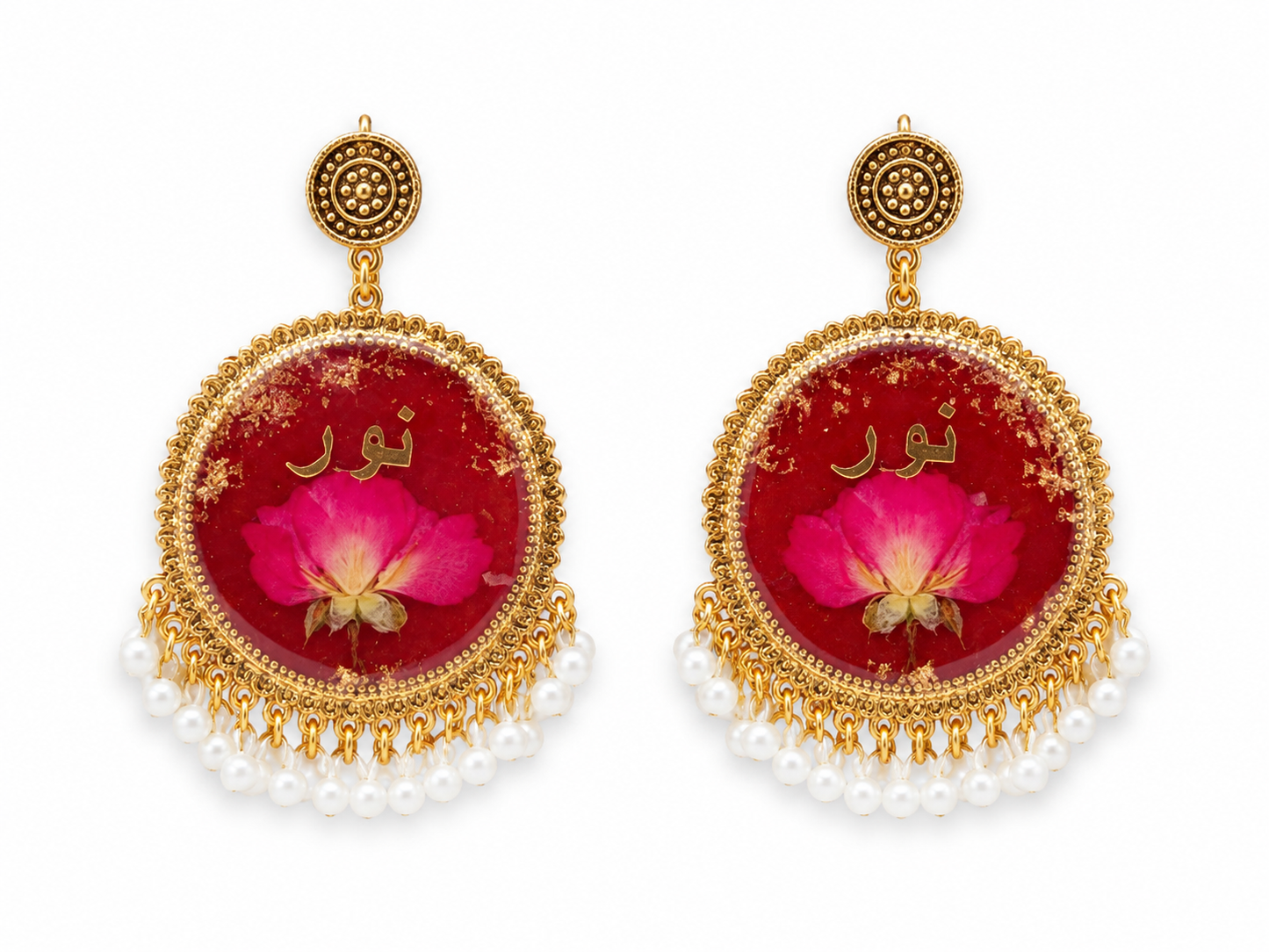 Noor Bloom Personalized Resin Pearl Earrings