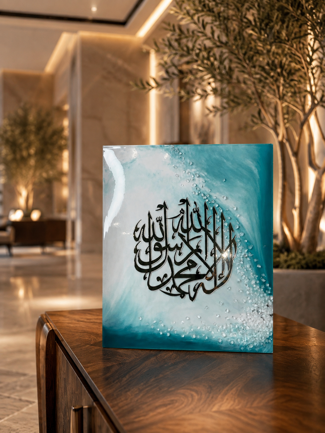 Luxury Shahada Acrylic Resin Wall Art – Handmade Islamic Crystal Décor