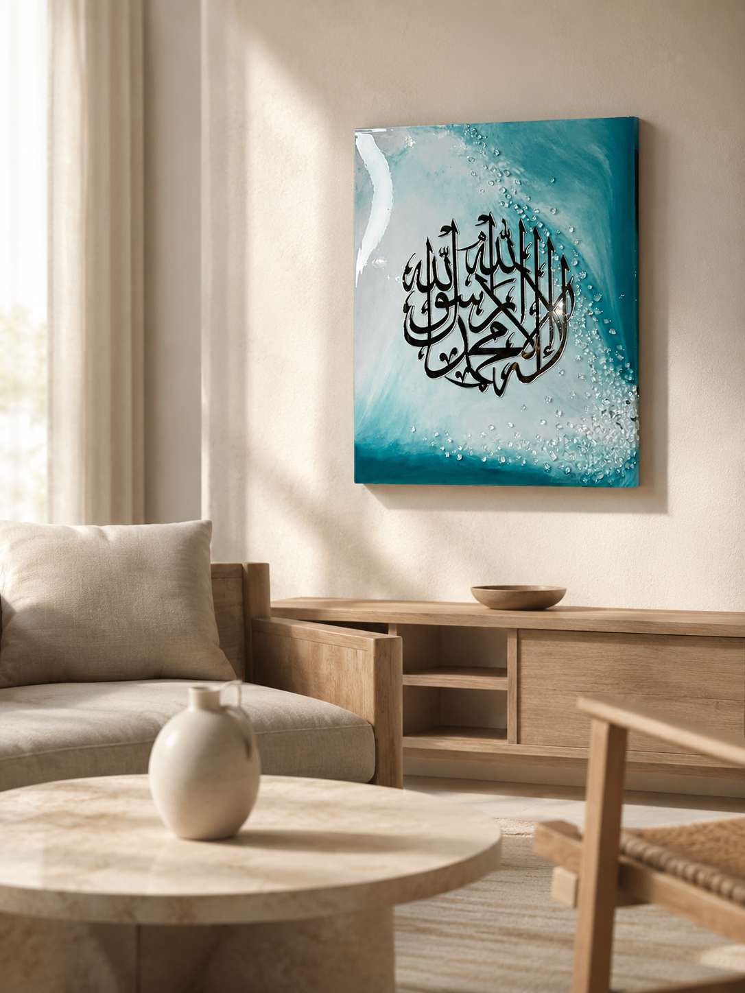 Luxury Shahada Acrylic Resin Wall Art – Handmade Islamic Crystal Décor