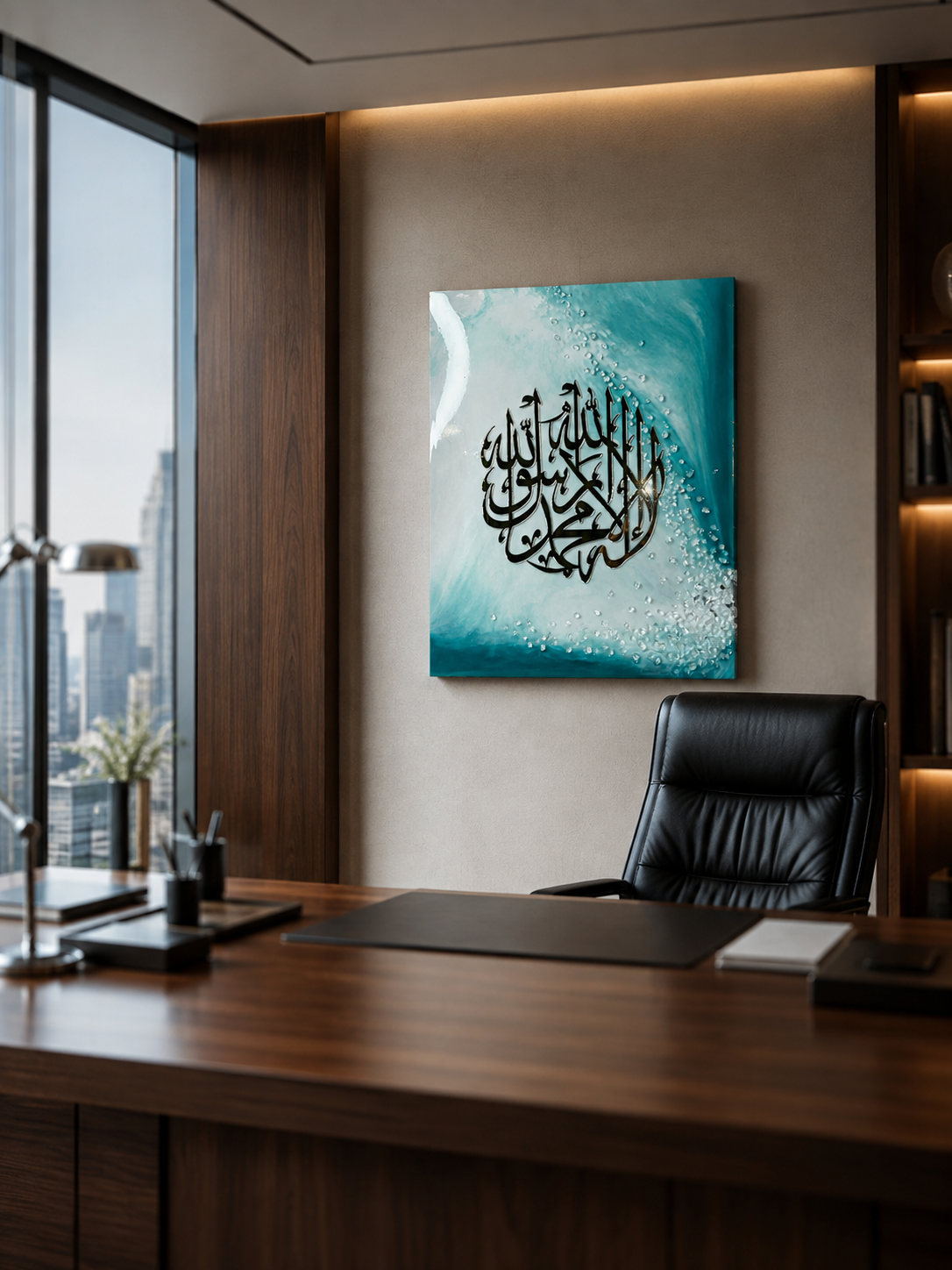 Luxury Shahada Acrylic Resin Wall Art – Handmade Islamic Crystal Décor