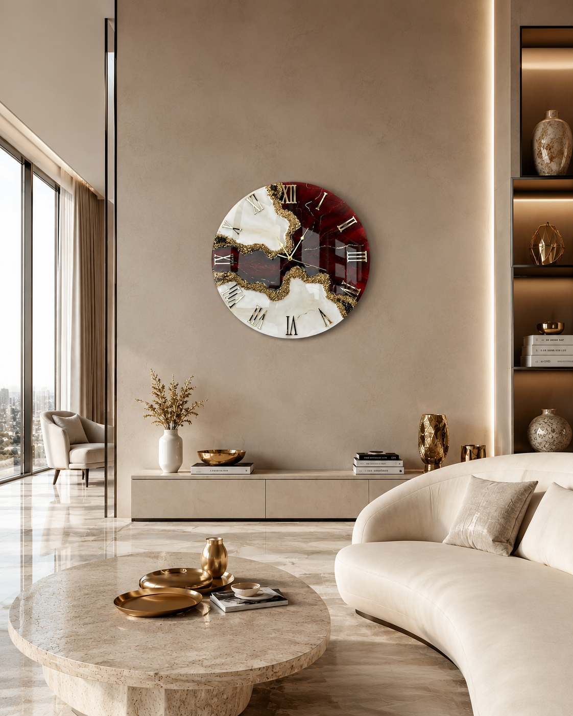 Burgundy Resin Clock