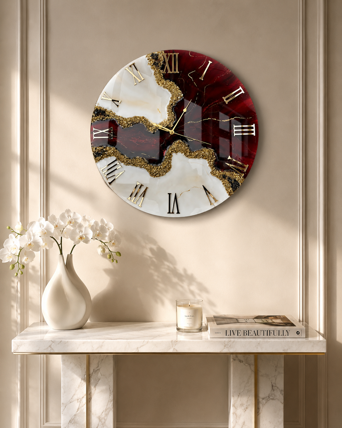 Burgundy Resin Clock