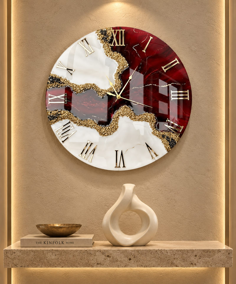 Burgundy Resin Clock