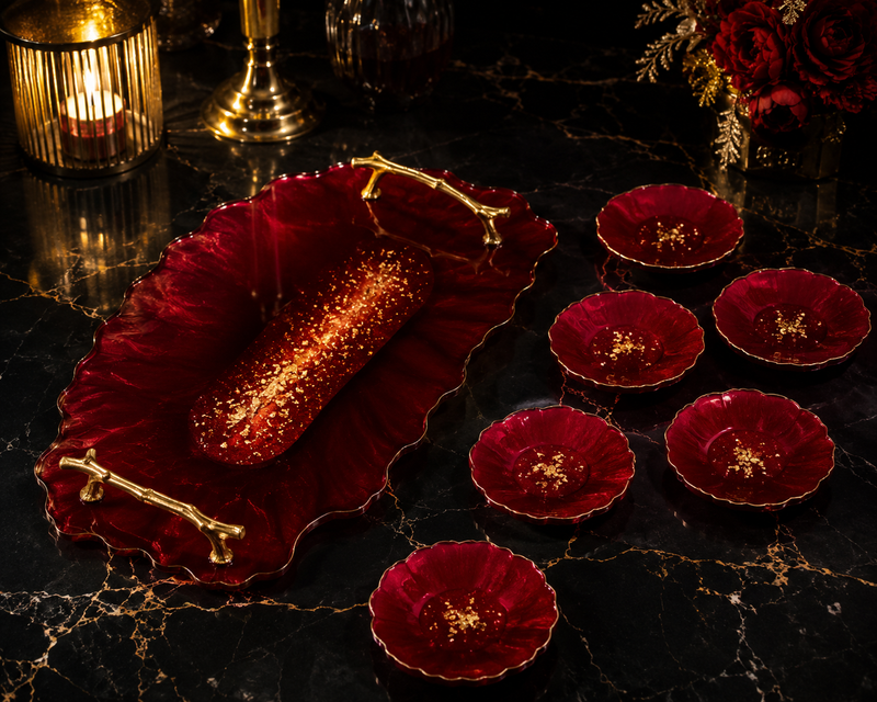 Ruby Resin Serving Set