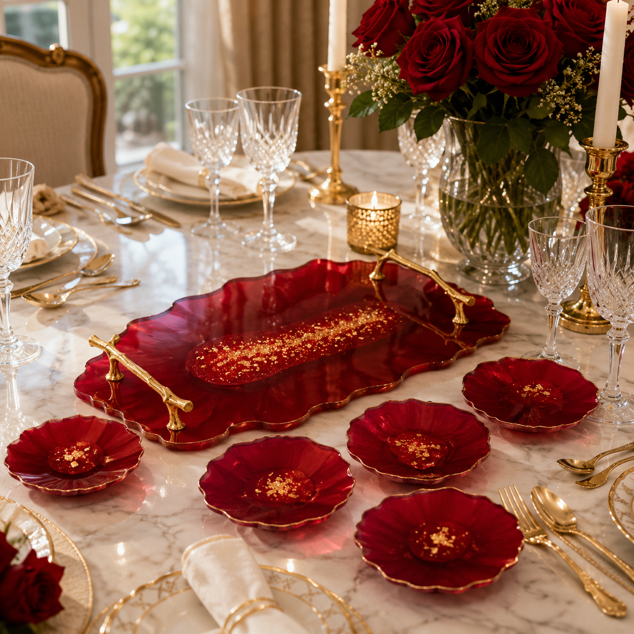Ruby Resin Serving Set
