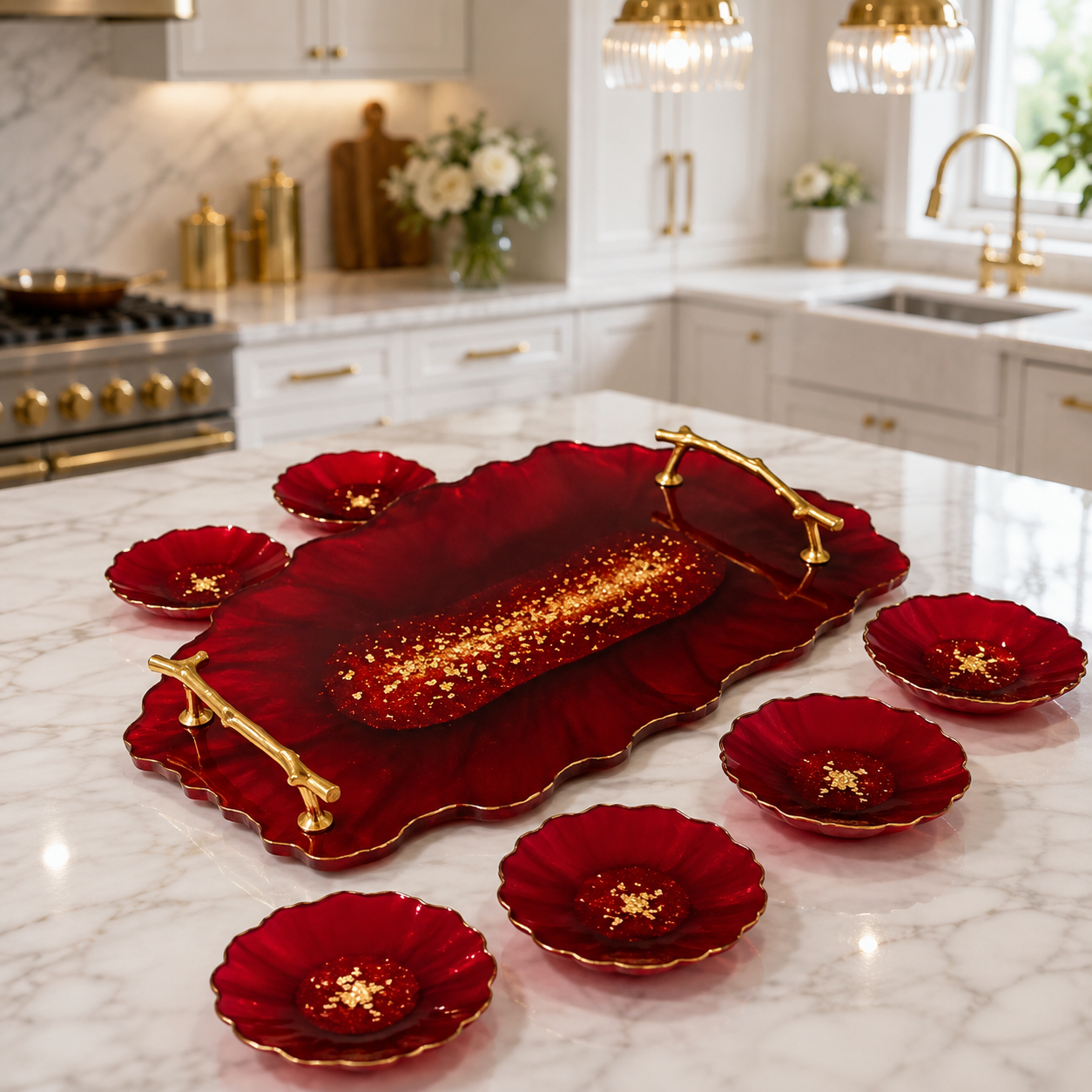 Ruby Resin Serving Set