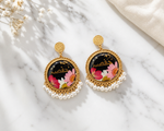 Hifz Personalized Floral Resin Pearl Earrings