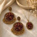 Royal Burgundy Gold Resin Jewelry Set