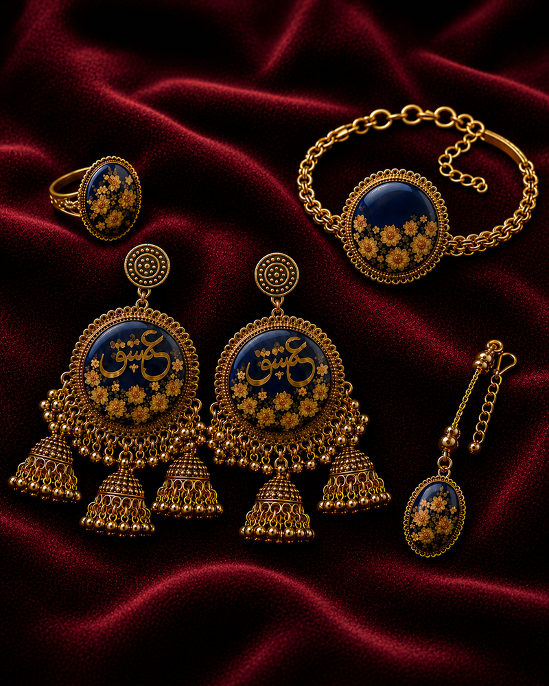 Personalized Midnight Bloom Resin Jewelry Set