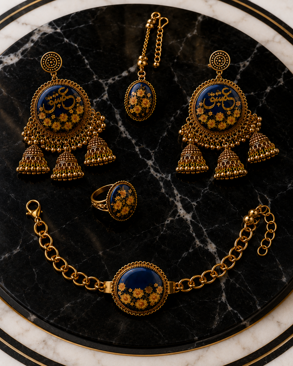Personalized Midnight Bloom Resin Jewelry Set