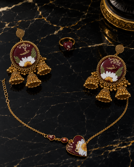 Personalized Crimson Bloom Resin Jewelry Gift Set