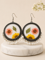 Customizable Pressed Flower Pearl Resin Earrings