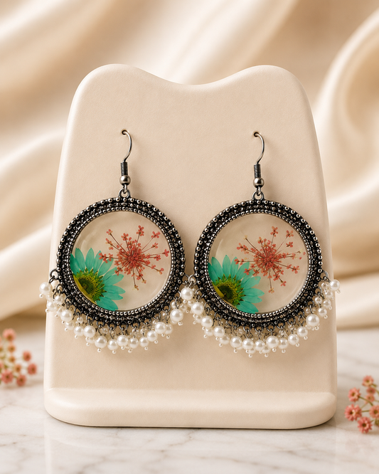 Customizable Ocean Bloom Pearl Resin Earrings