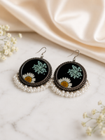Customizable Midnight Bloom Pearl Resin Earrings