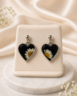 Customizable Midnight Heart Resin Earrings