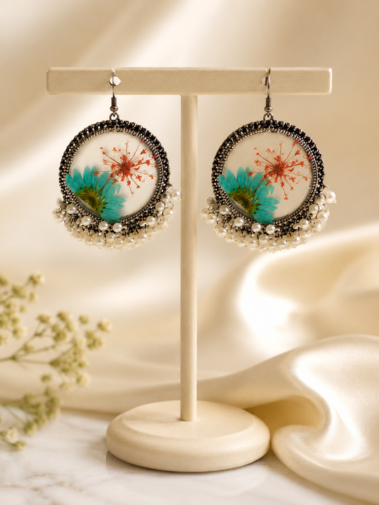 Customizable Ocean Bloom Pearl Resin Earrings