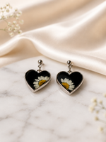 Customizable Midnight Heart Resin Earrings