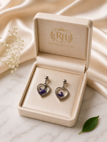 Customizable Lavender Heart Resin Earrings