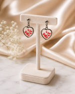 Customizable Crimson Heart Resin Earrings