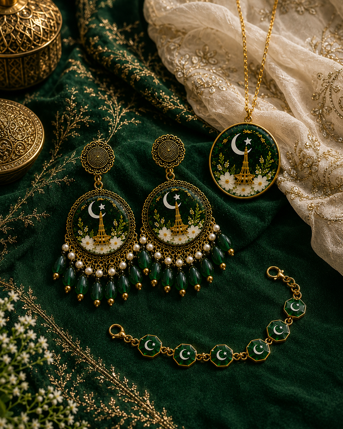 🇵🇰 Azadi Collection – Premium Resin Jewelry Set