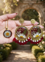 Crimson Bloom Personalized Resin Jewelry Set