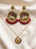 Crimson Bloom Personalized Resin Jewelry Set
