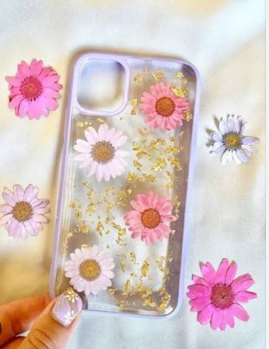 Pressed Flower Resin Phone Case – Lavender Bloom