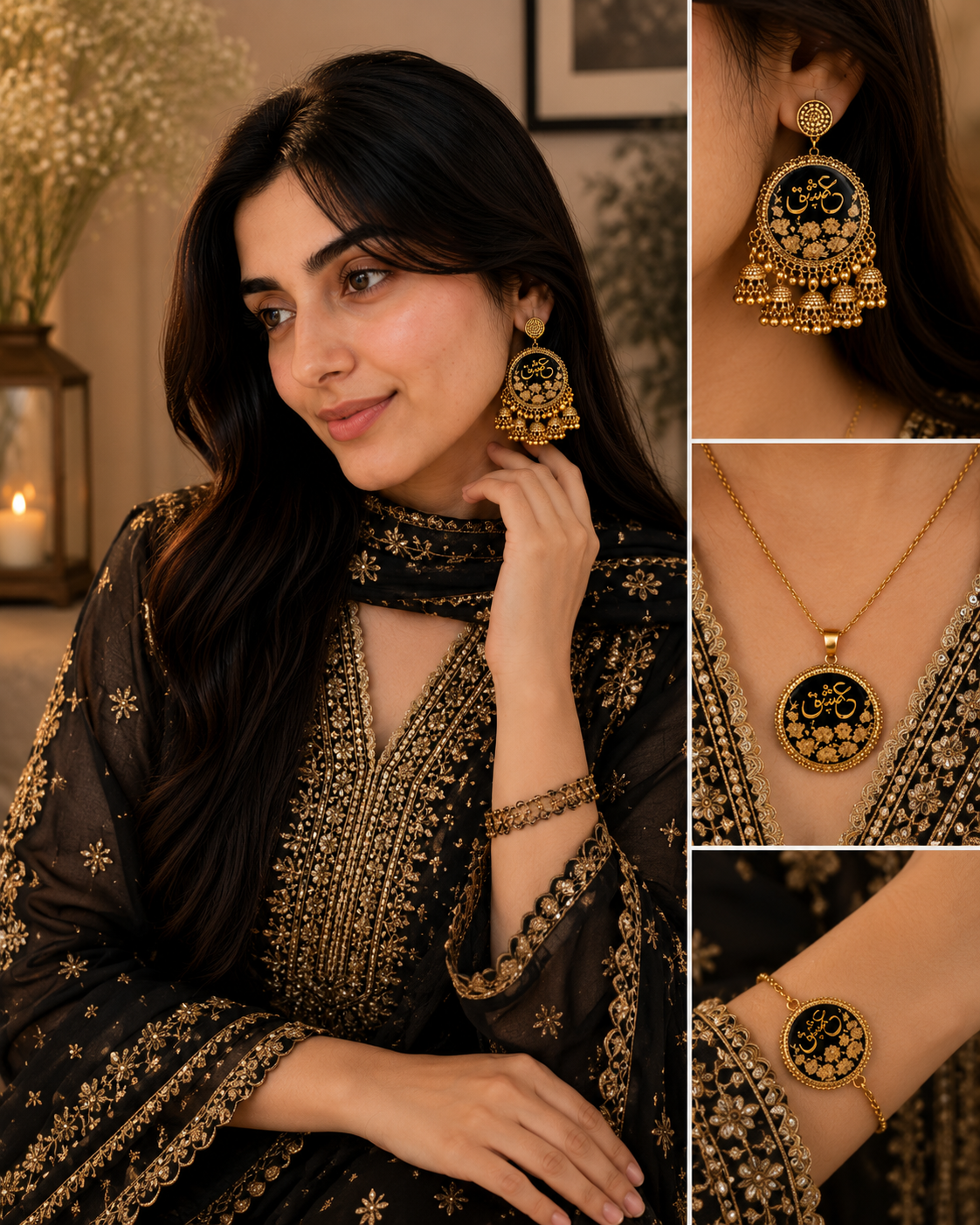 Personalized Midnight Bloom Resin Jewelry Set