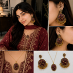 Royal Burgundy Gold Resin Jewelry Set